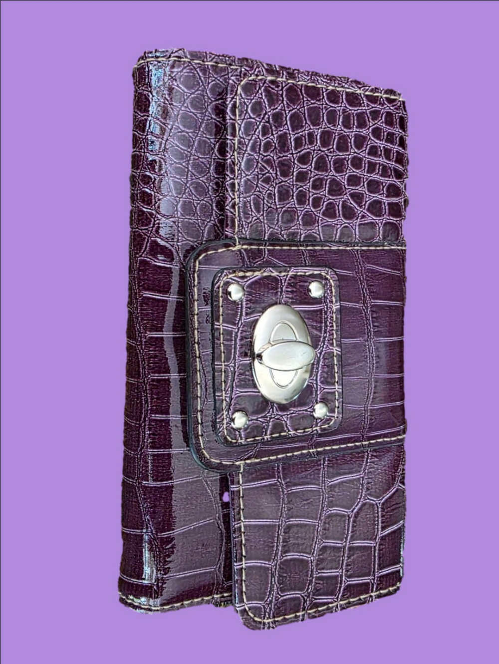 4/$25 Deal! Purple Croc-Embossed Wallet